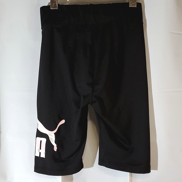 Puma Youth Black Short Tights with Pink/Silver/White Logo on Leg - Size 14/16 - Picture 7 of 13